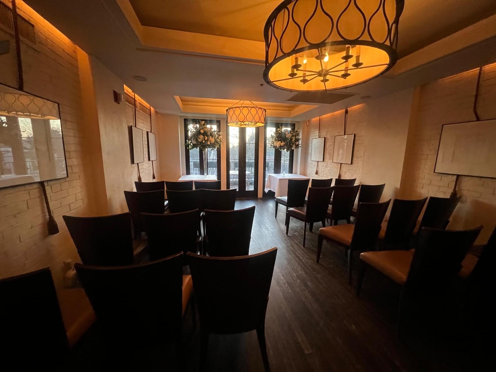 A private room arranged for a ceremony