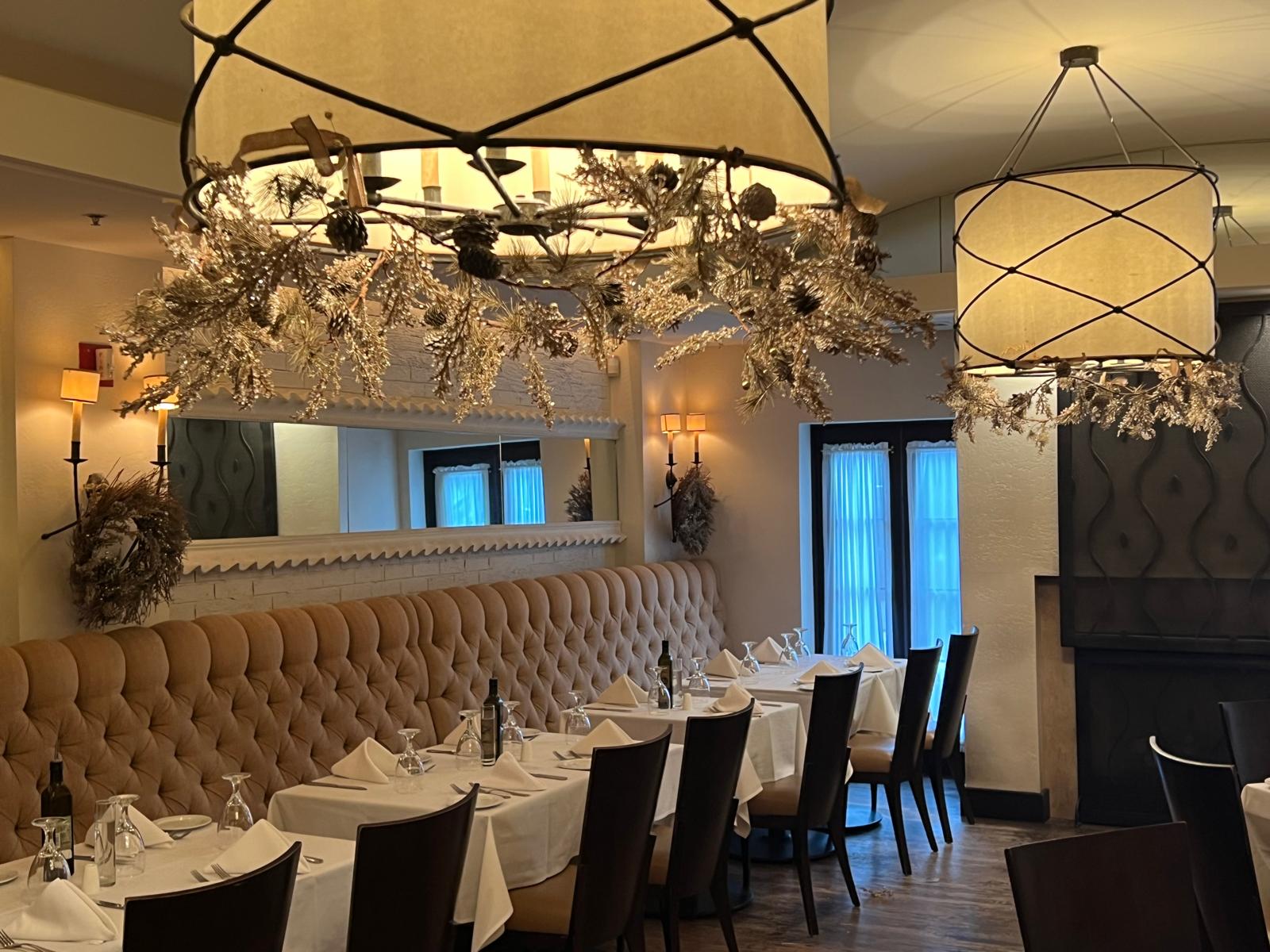 The back dining room decorated for the holidays